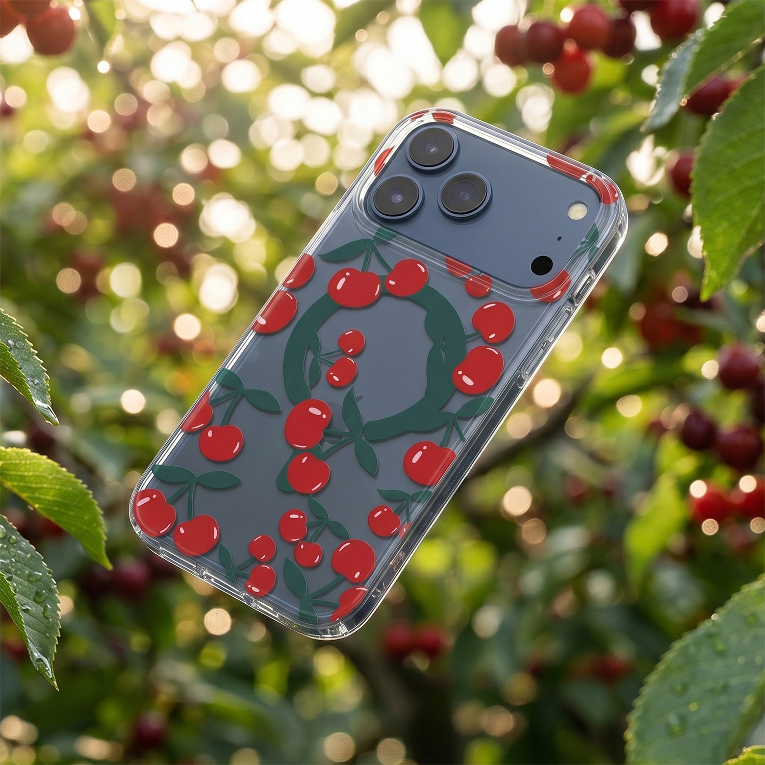 case with cherry motif